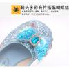 Nuove scarpe da principessa per bambine per la primavera e l'autunno, scarpe con cristalli per bambine, scarpe con tacco alto di Elsa di Frozen con sfumatura blu per bambini