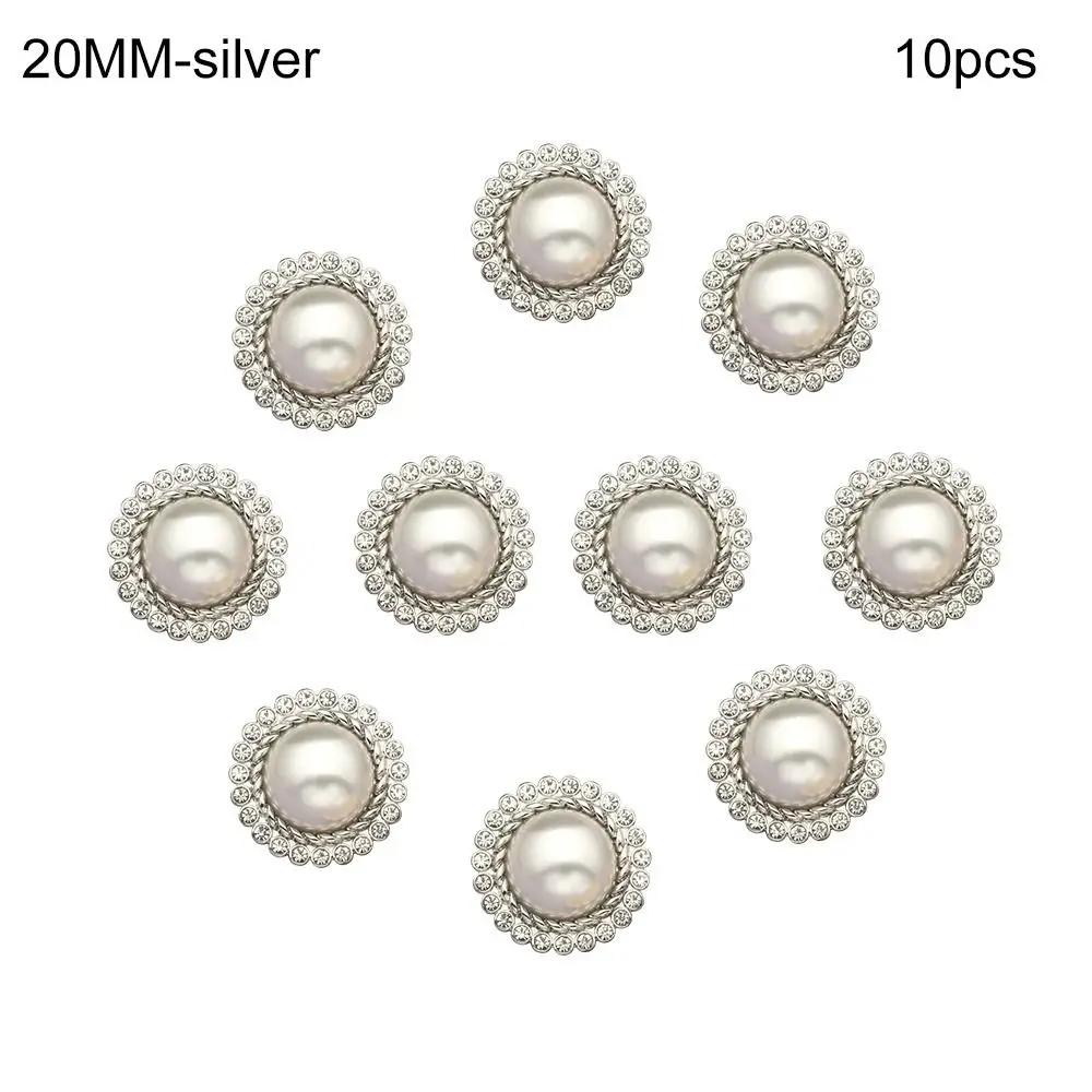 10Pcs Handmade Sewing Button Needlework Sewing Accessories Shiny Rhinestone Pearl Clothing Buttons Shirt Buttons