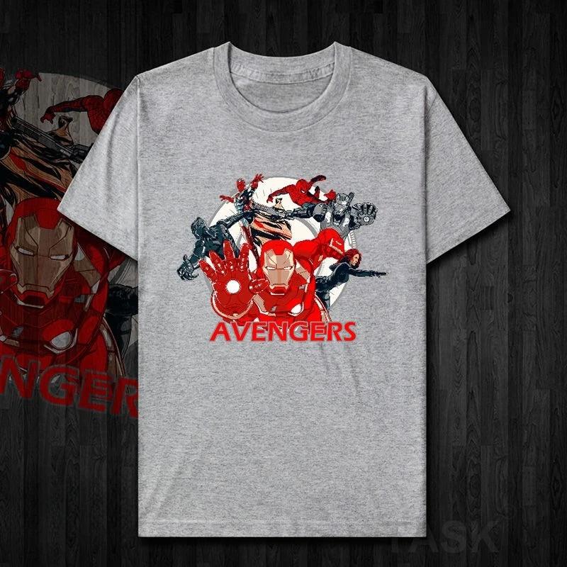 Genuine Authorized ASK European and American Avengers Movie Iron Man Cotton Short-sleeved T-shirt Men's and Women's Tops