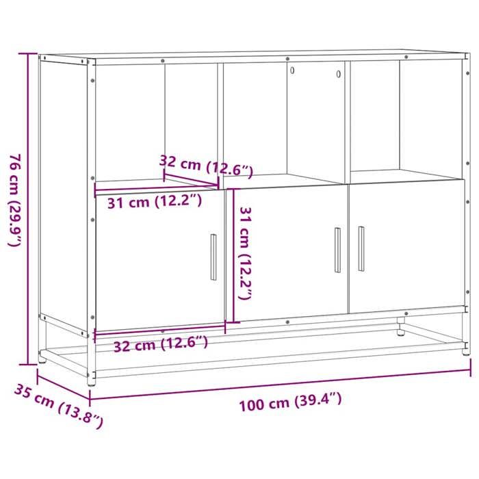 VidaXL Buffet Smoked Oak 100x35x76 Cm Engineered Wood, Storage Cabinet, Entryway Furniture, Accent Furniture, Furniture of 849031