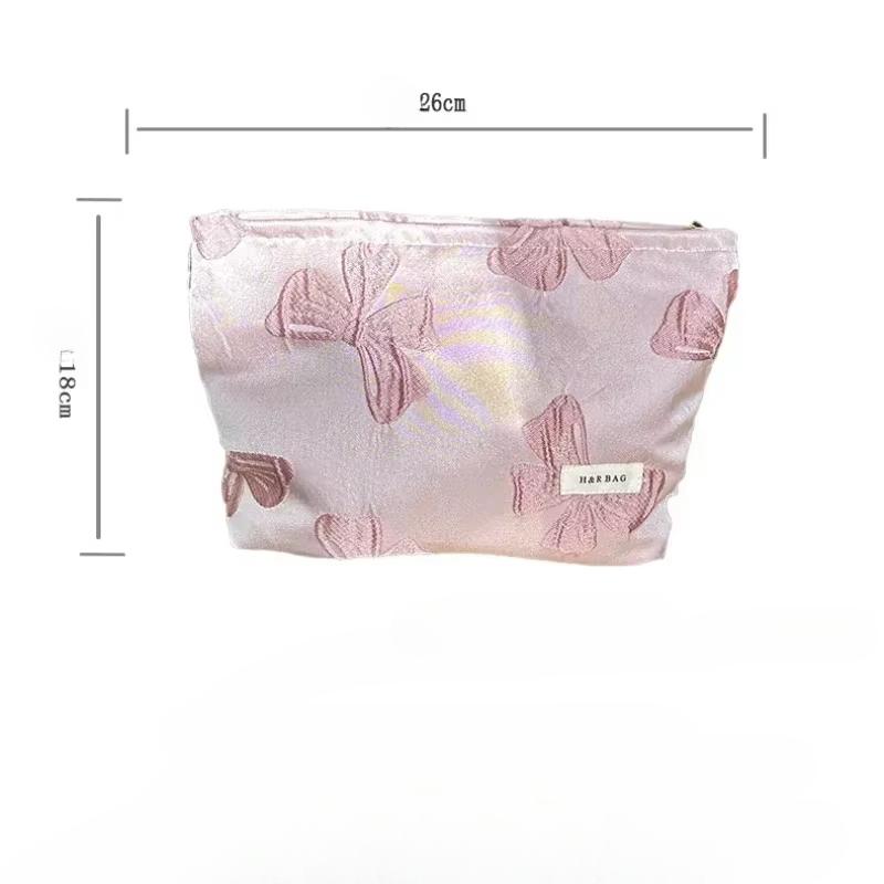 Fundă roz pentru femei Geantă de machiaj Geantă de depozitare pentru produse cosmetice de mare capacitate clutch portabil Geantă de toaletă Toalete ocazionale