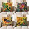Home Decor Colorful Birds And Flowers Decorative Pattern Cushion Cover Suitable For Sofa Bedroom Car Pillow Cover