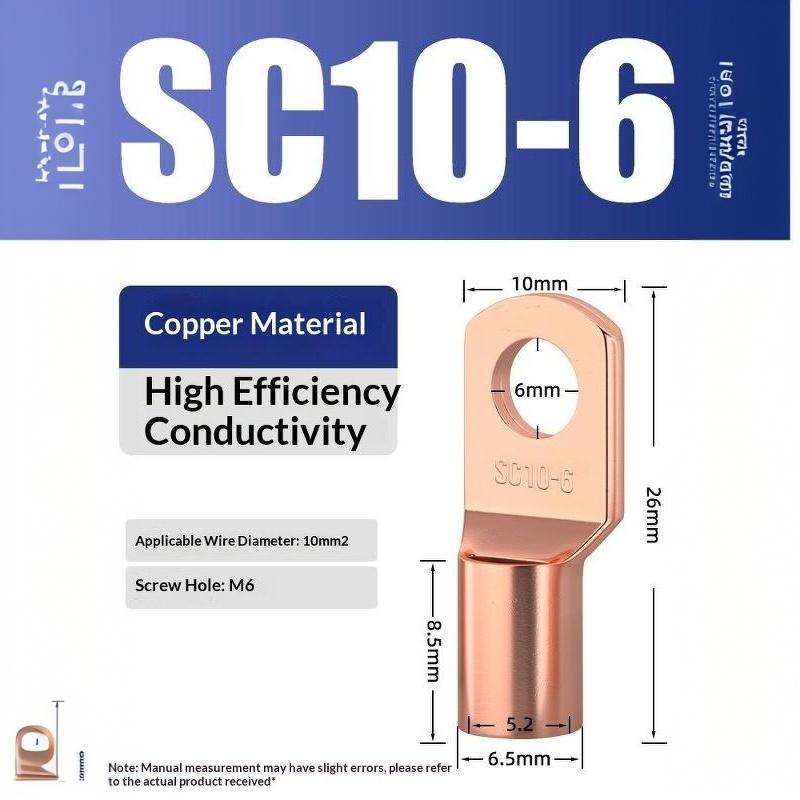 Cd Copper Lug Ring Wire Connectors Bare Cable Electric Crimp Terminal Sc4-6 Sc6-6 Sc6-8 Sc10-6 Sc16-6 Sc16-8 Sc25-8