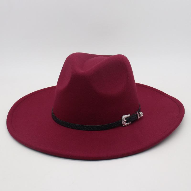 Flat Edge Jazz Hat, Men'S And Women'S Felt Hat, European And American Hat 9.5 Large Brim, High-End Hat, Elegant Foreign Trade Cross-Border Top Hat