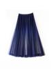 Women's Starry Sky Gradient Pleated Mesh Skirt 2026: Fashionable Slimming Long Skirt with Large Hem