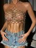 Festival Crystal Sweet Chain Top for Women Body Jewelry Party Rave Chest Chain Summer Beach Cover