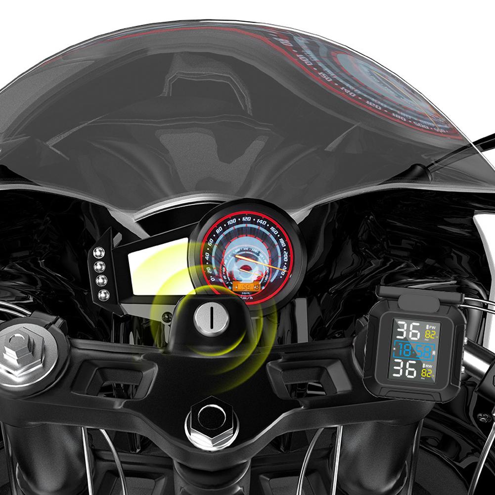 USB Solar Charging Motorcycle Tire Pressure Monitoring System Tyre Temperature Alarm System Tyre Pressure Monitor System