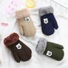 Children Hanging Neck Plush Kids Gloves Cute Knitted Mittens Thick Warm