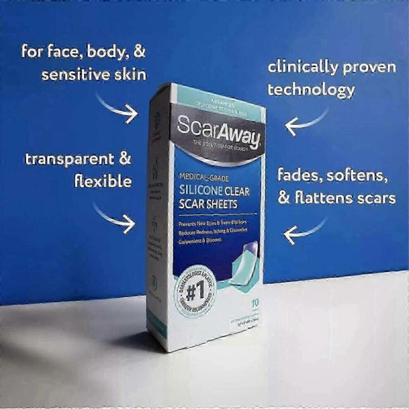 (3PCS)1-3X Scar Away Medical-Grade Clear Silicone Scar Sheets 6 Sheets