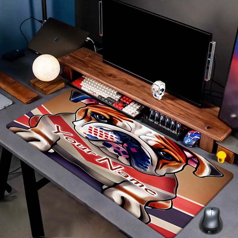 1PC Custom Name Bulldog Union Jack Pride Mouse pad, keyboard and mouse desk pad, for computer notebook  Birthday Gift For Any Room Or Office