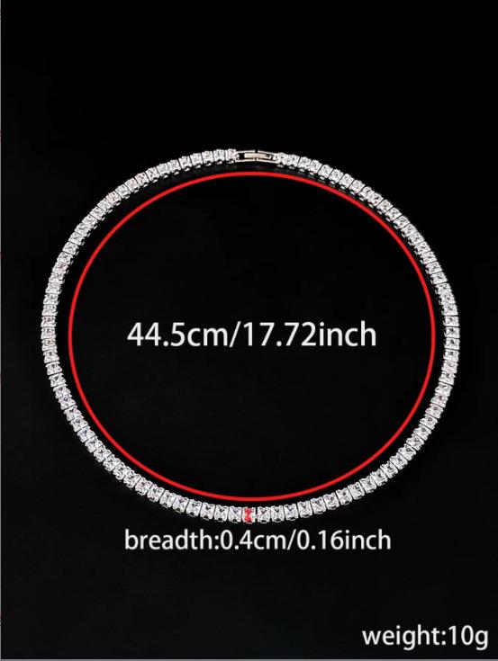 45cm Women's Square Tennis Chain Necklace - Versatile & Trendy