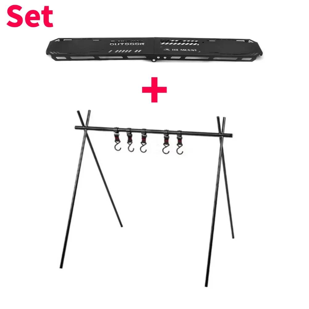 Outdoor Folding Camping Hanging Rack Shelf Top Plate with Hook Triangle Storage Hanger Picnic Cookware Pot Pan Hanging Rack