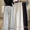 Gray Elastic Waist Wide-Leg Casual Pants with Drawstring – Autumn 2025