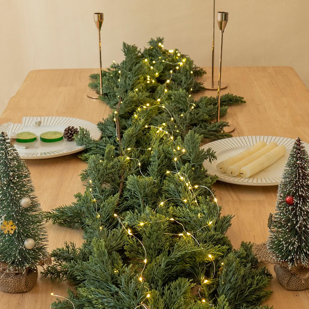 6 Ft Christmas Garland, Artificial Realistic Cedar  Garland,Real Faux Garlands For Decoration Outdoor Indoor Mantle Fireplace