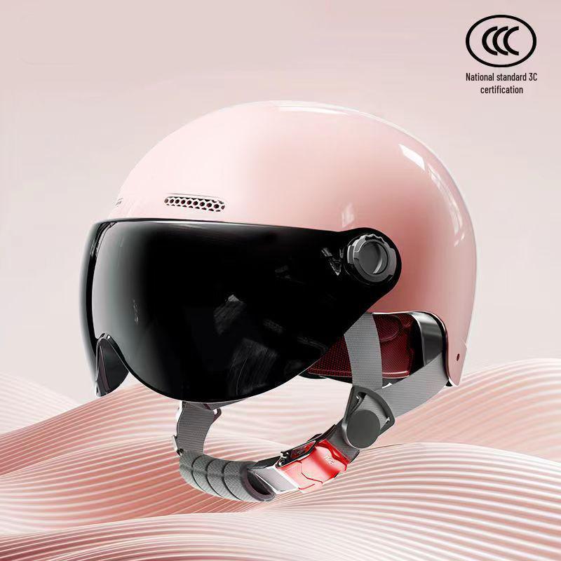 

Parent-Child Electric Scooter Helmet: 3C Certified, Sun-Protective, Cute Design for Mother, Daughter, and Children Transparent Short Visor
