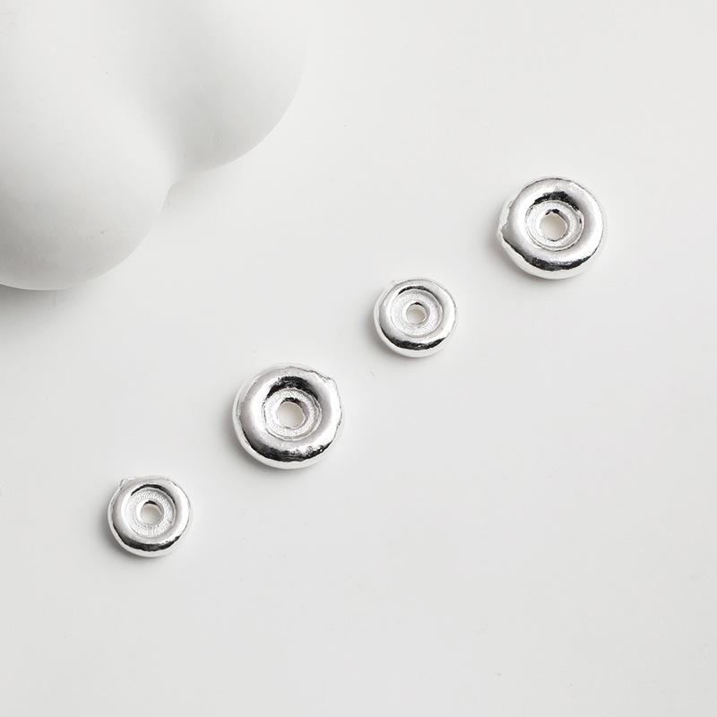 S925 Sterling Silver Flat Round Spacer Beads for DIY Bracelet Weaving