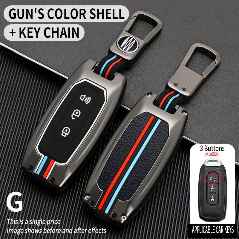 3 Buttons Zinc alloy + Silicone Car Key Case Cover Ford Territory 2019 2020 2022 2023 2024 Car Protection Keychain accessory