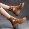 Johnature Römische Gladiator-Sandalen aus echtem Leder mit dicker Sohle, vielseitige modische Damenschuhe