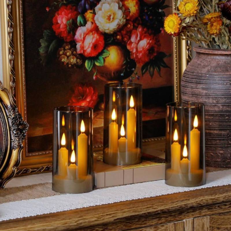 Led Acrylic Candle Set With Remote Control For Wedding Party Event Decor