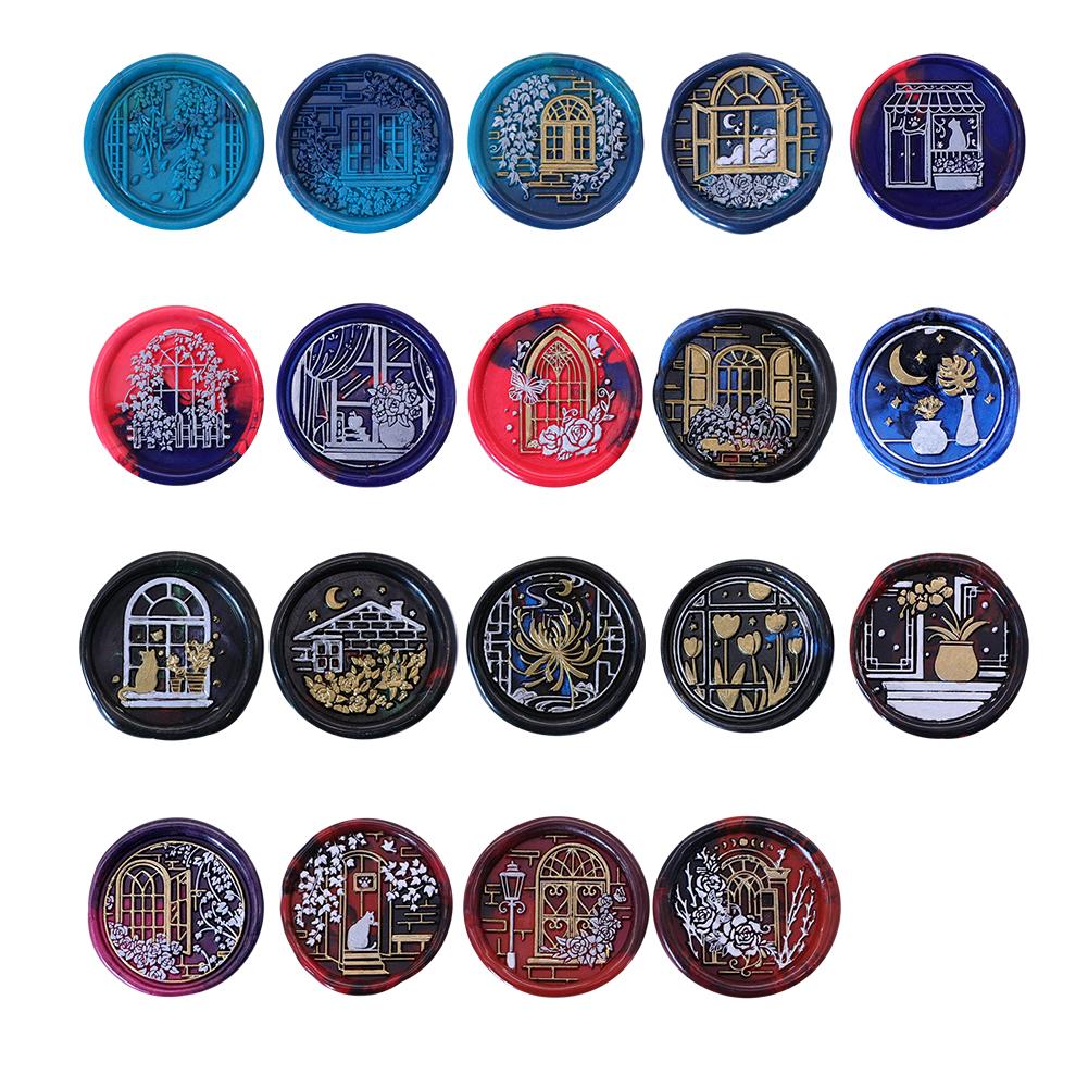 Wax Copper Head Window Pattern Series Vintage Craft Sealing Stamp Head For Cards Envelopes Wedding Invitations Gift Packaging