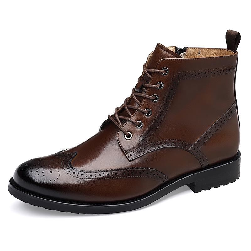 Men's Hand-Carved Leather High-Top Martin Boots: Casual Business Style