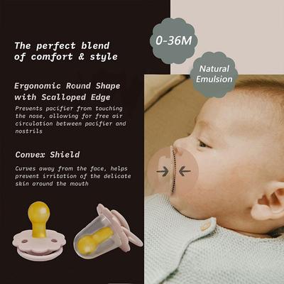 1 Stück Imitations-Muttermilch Schnuller mit rundem Kopf Naturkautschuk Umweltfreundlich Geschmacklos Babyschnuller für 0-36 Monate Babys