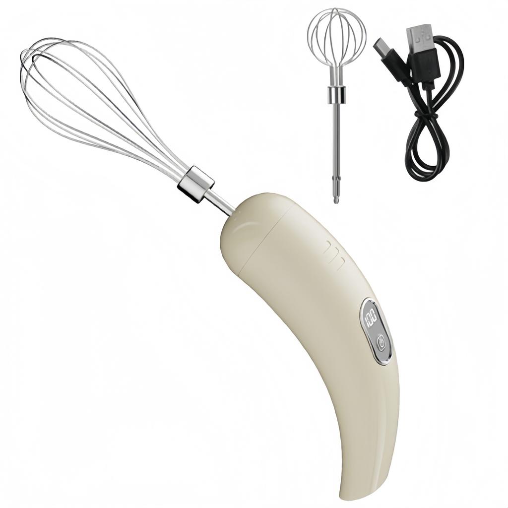 1 Set Elektrischer Schneebesen 1500mAh 5 Geschwindigkeiten 2x Rührköpfe Vielseitige Schneebesenköpfe Zum Schlagen von Eiern, Aufschlagen von Sahne Küchenwerkzeuge