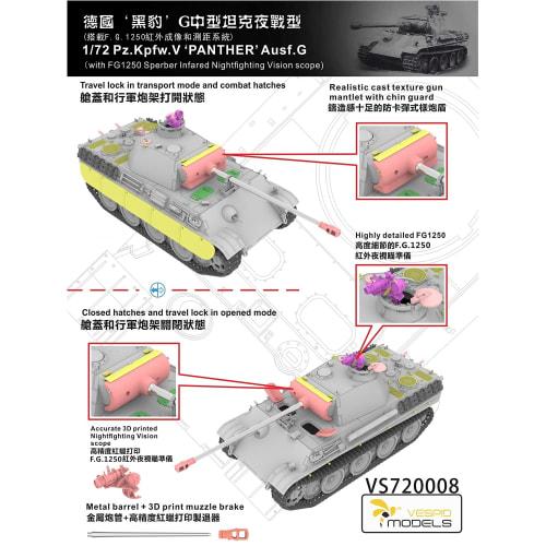 Vespid Model 1/72 German Panzer V Panther Ausf. G/FG1250 Infrared Night Vision Scope Plastic Model Kit VPM720008