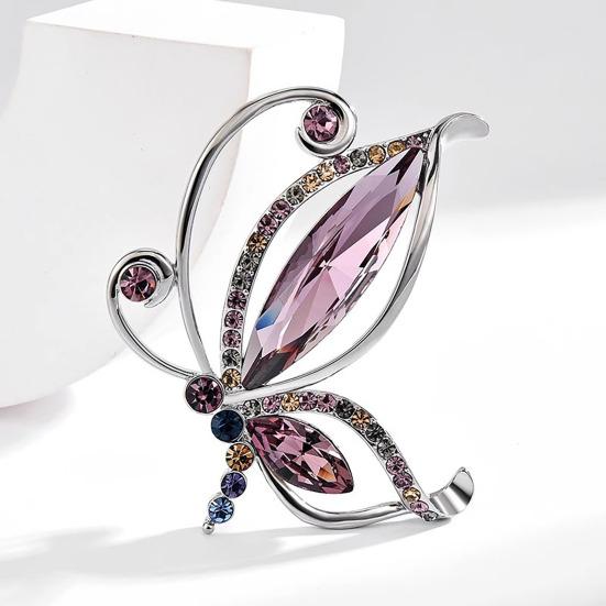 Butterfly Brooch Dazzling Rhinestone Inlay Zinc Alloy Pin Suits Coats Sweaters Scarves Badge Outfit Accessory
