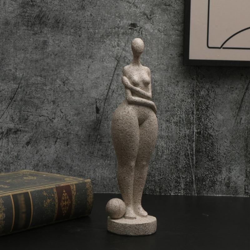 Contemporary Abstract Woman Statue Home Decoration Sandstone Resins Lady Figurine Sculpture for Home Office Decoration