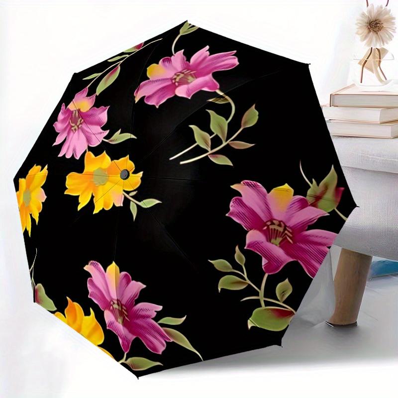 1pc Floral Pattern Automatic Open/Close Umbrella, Portable Folding umbrella for Everyday Use yy250826010