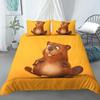 Bettbezug mit Cartoon-Biber, King-Size-Bett, schöne Tier-Bettwäsche-Set, für Kinder, Mädchen, Wildtiere, Polyester, Bettbezug, Kissenbezug
