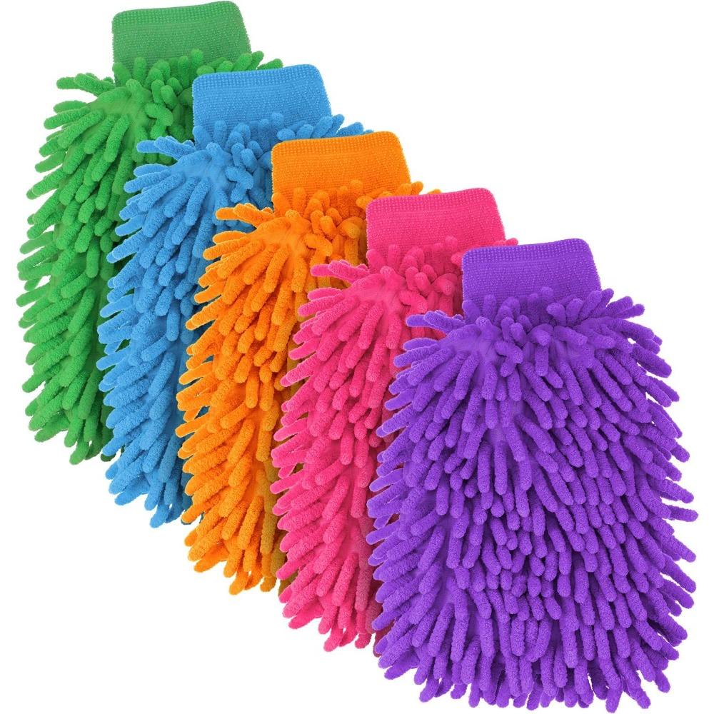 Microfiber House Cleaning and Car Wash Glove Mitts Double Sided Chenille Home Dusting Microfiber Gloves Wash Mittens