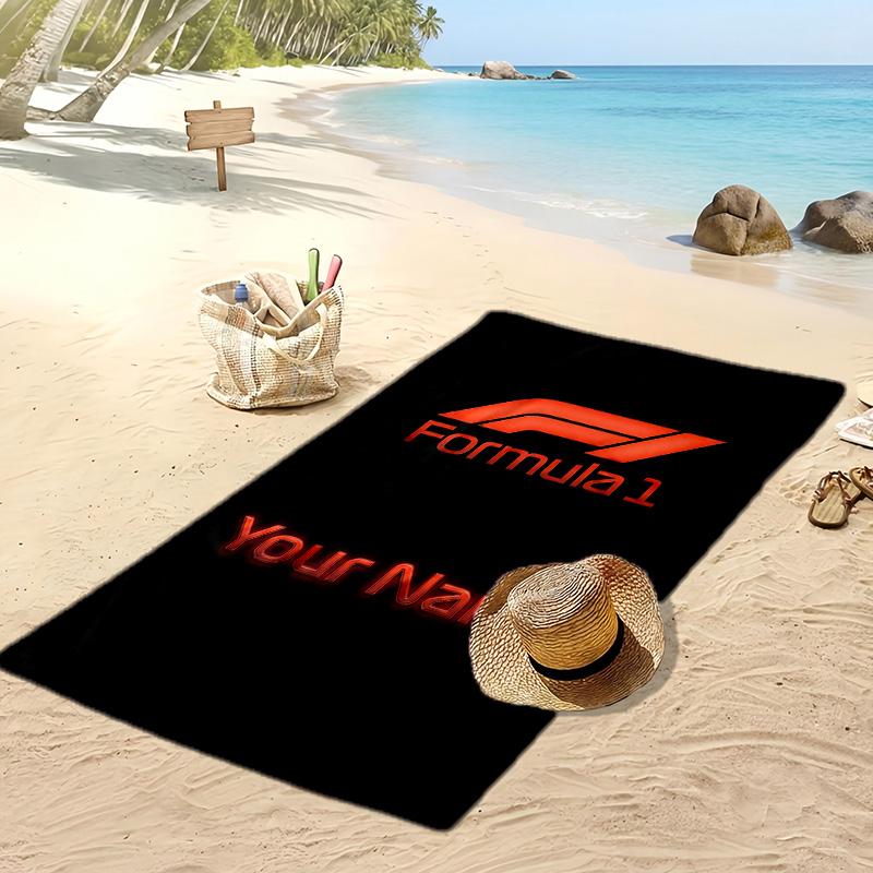 Asciugamano da Spiaggia Personalizzato F1, Stampa il Tuo Nome Testo Asciugamano Leggero Assorbente per Nuoto Viaggio