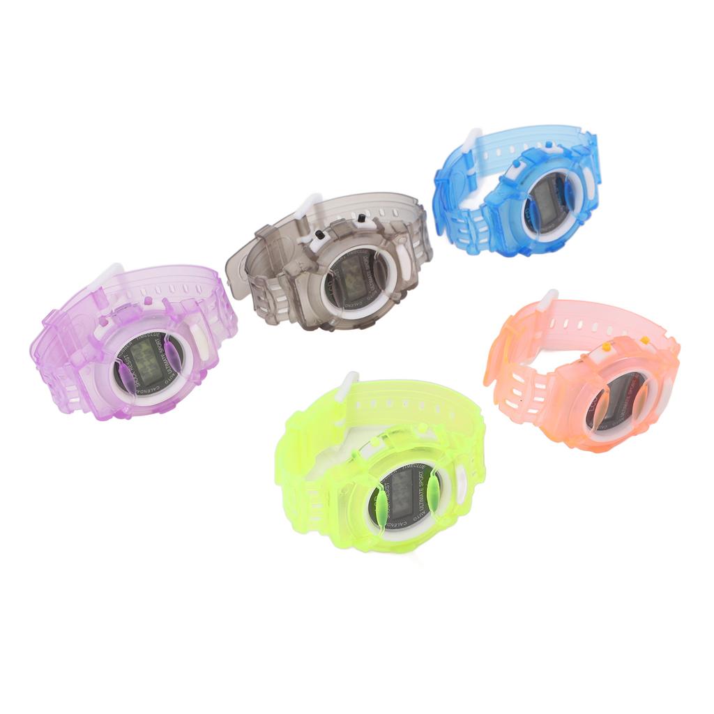 5pcs Montre de Sport Digitale pour Enfants Affichage Calendrier Résistante aux Chocs Heure Précise Montres-Bracelets Électroniques pour Garçons et Filles