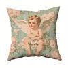 1pc Pillow Cover, Vintage Angel with Wings and Rosy Cheeks, 18x18 Inches/45x45cm, Short Plush Decorative Pillow Cover, Soft and Smooth Polyester Short