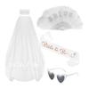 Bridal Sash Veil Fan Sunglasses Set Stylish Graceful Wedding Photo Accessory Bride To Be Wedding Photo Props