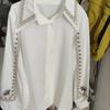 Chiffon Blouse Women Long Sleeve Embroidered Elegant French Top Light  Style Tops