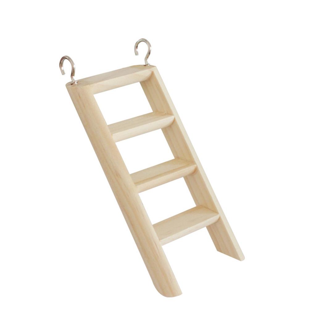 Wood Climbing Ladder with Metal Hooks Wooden Bridge Easy Connection To Wire Cage