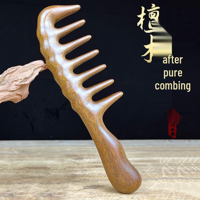 

Golden Sandalwood Thickened Wooden Comb for Long and Curly Hair Massage