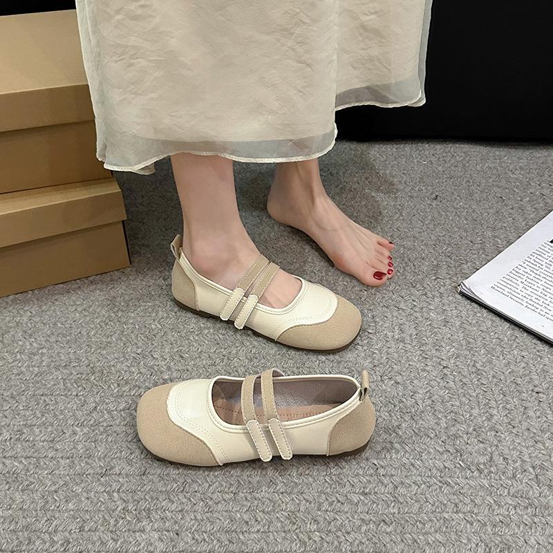 Large size women's shoes literary silver single shoes summer new Velcro Mori female style Mary Jane shoes breathable