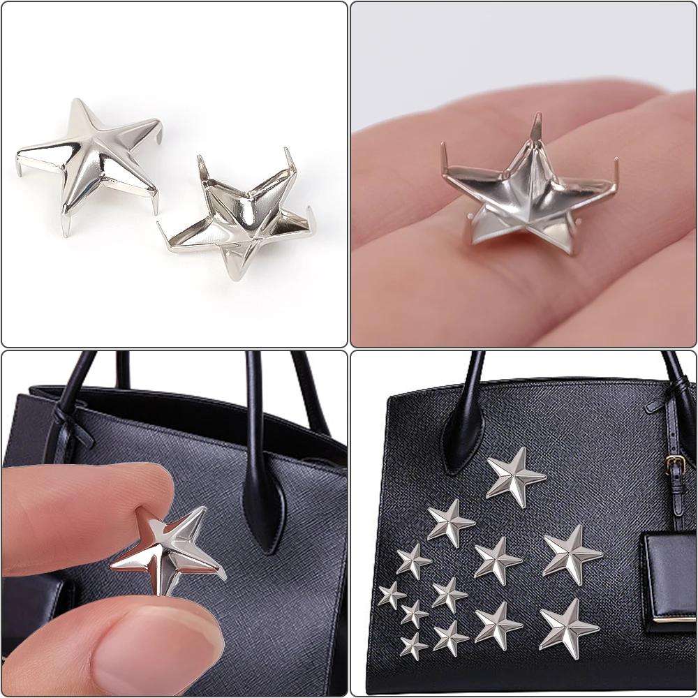 Lots Metal Star Rivets Garment Rock Punk Clothing Accessories Star Rivets Spots Nailhead Leather Craft DIY Studs Spikes Nailhead
