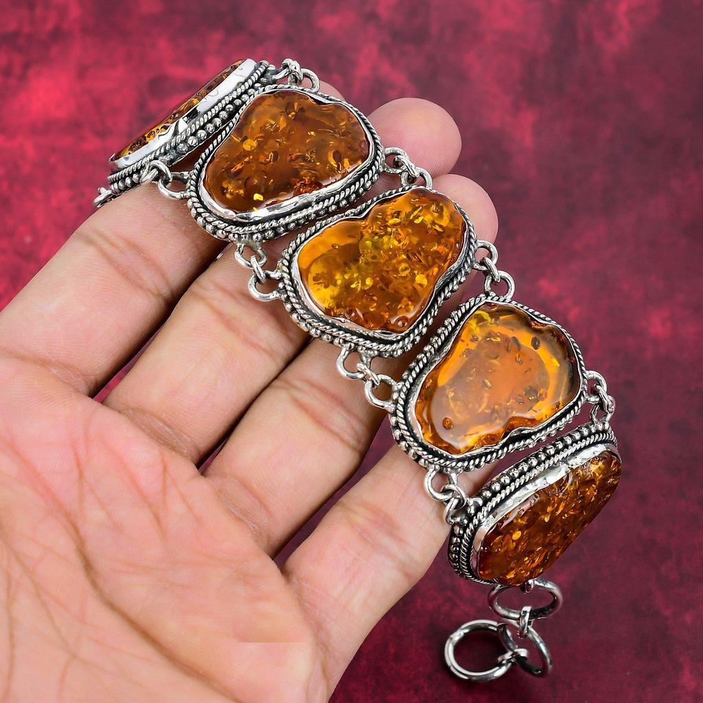 Pietre prețioase din chihlimbar baltic 925 din argint solid 925 set de bijuterii pentru colier și brățară, bijuterii cu lanț reglabil realizat manual pentru femei