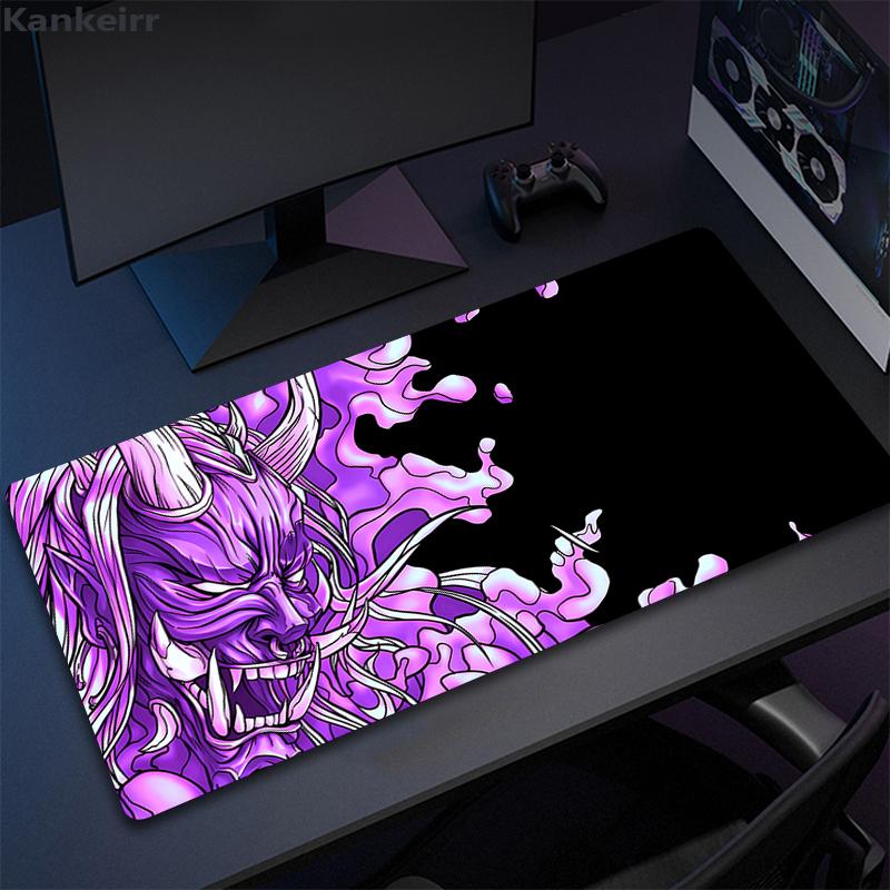 Game Mouse Pad Japanese Samurai Devil Mousepad Black Ghost Face Gamer Deskmat Mousepads Carpet Accessories Big Table Mat x