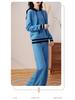 Women's Casual Color Block Hooded Wool Knit Sweatshirt & Long Pants Set - New Autumn Slimming Versatile Two-Piece