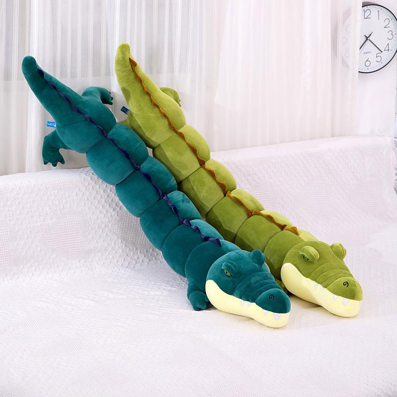 Long Simulated Crocodile Throw Pillow Plush Toy Grass Green Cushion Children's Birthday Gift