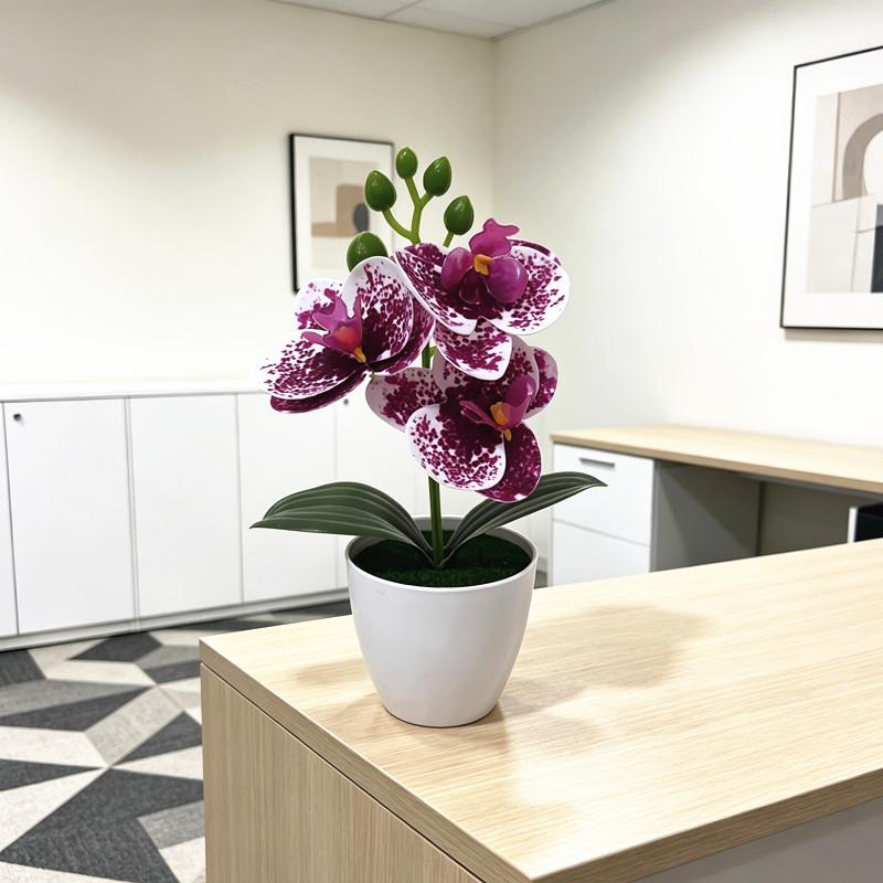 Butterfly Orchid Artificial Plant With Plastic Base For Home Decor And Photography Props
