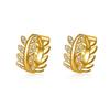 Gold-Colored Leaf Stud Earrings for Christmas – European and American Style Gift