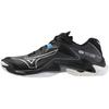 Wave Lightning Z8 Volleyball 2E Shoes, Club, Indoor, Wide, Lightweight, Indoor, Black/Silver, 23.0 Cm,
