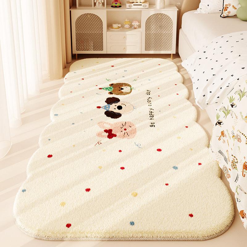 Imitation Cashmere Bedside Blanket Thickened Non-slip Leave-in Household Carpet High-end Living Room Bedroom Plush Floor Mat